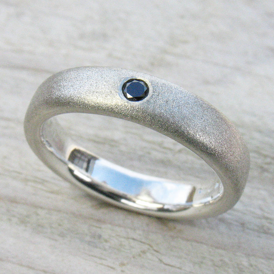 Mens Handmade Black Diamond Solid Gold Ring