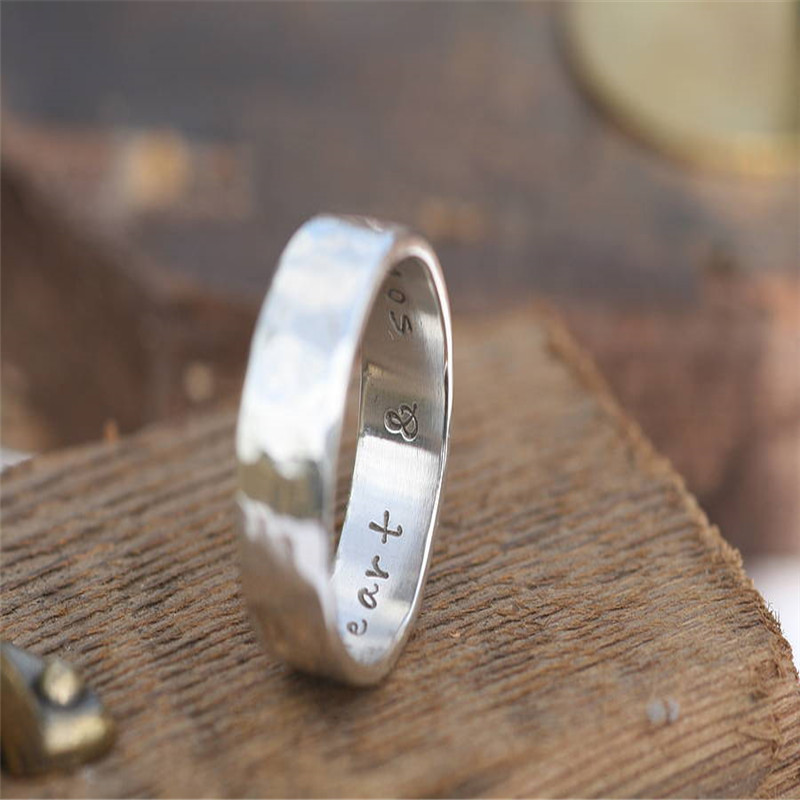 Hammered Solid White Gold Ring