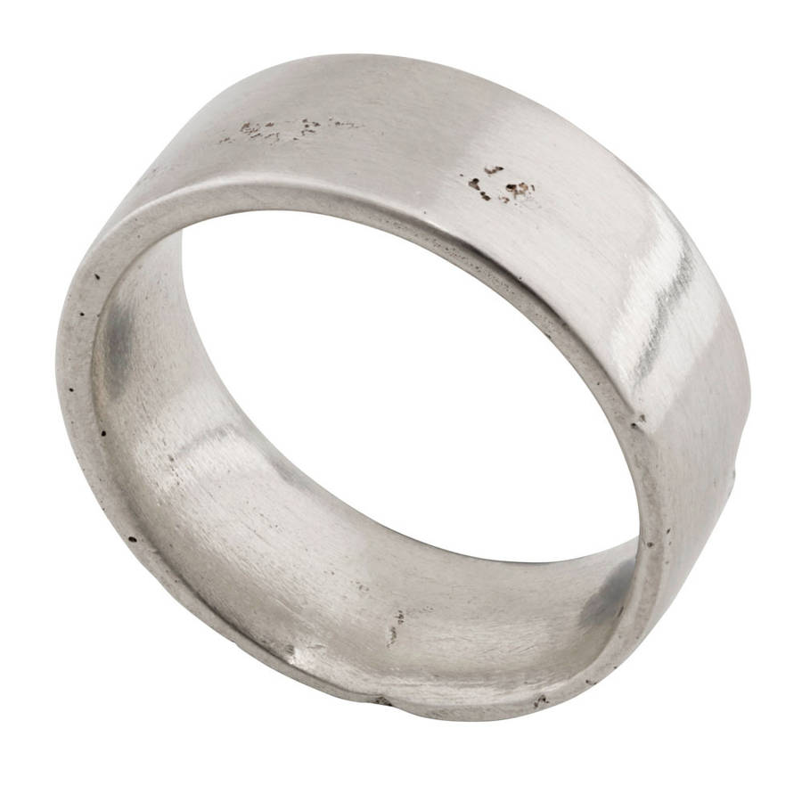 18CT White Gold Flat Sand Cast Wedding Ring