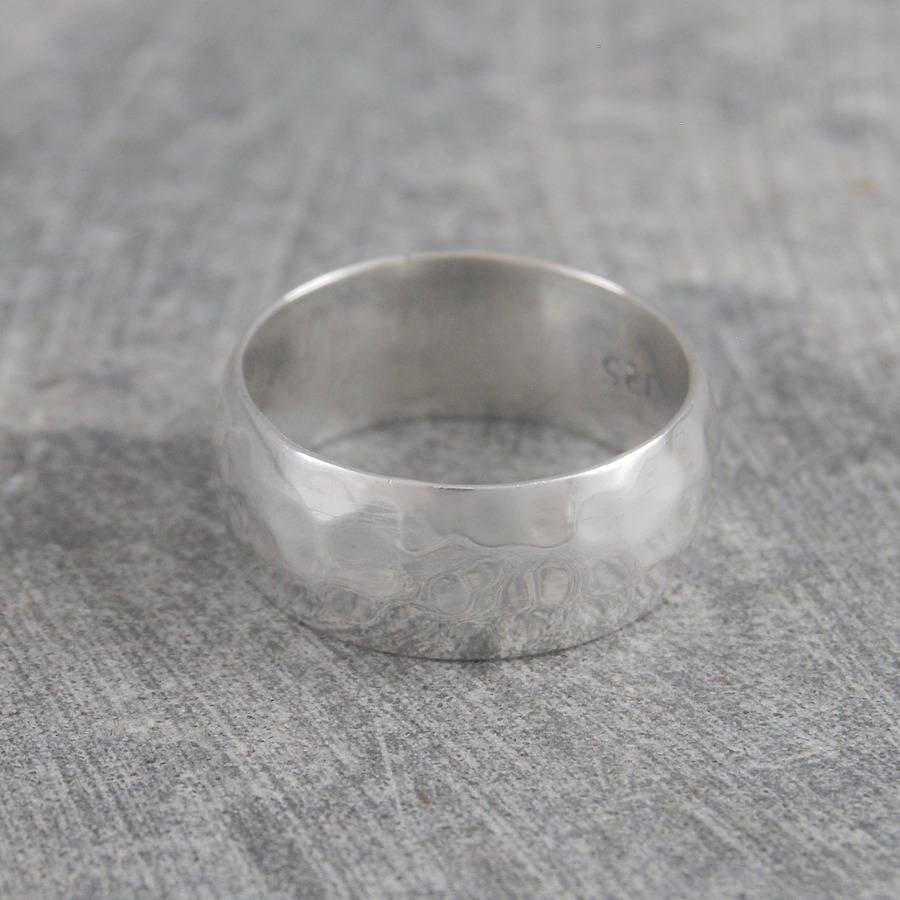 Mens Hammered 18CT Solid Gold Ring