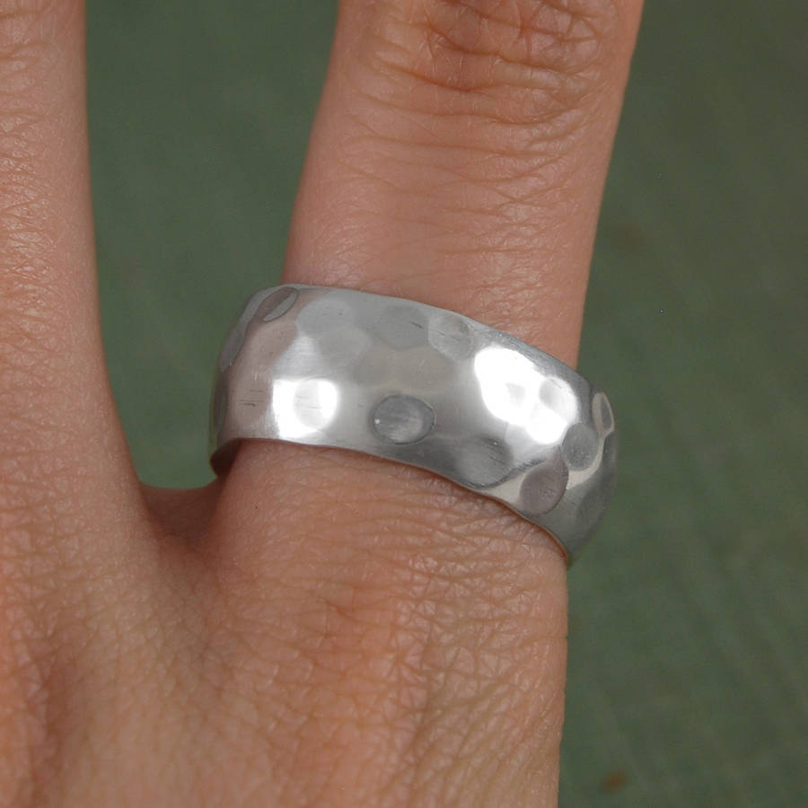 Mens Hammered 18CT Solid Gold Ring