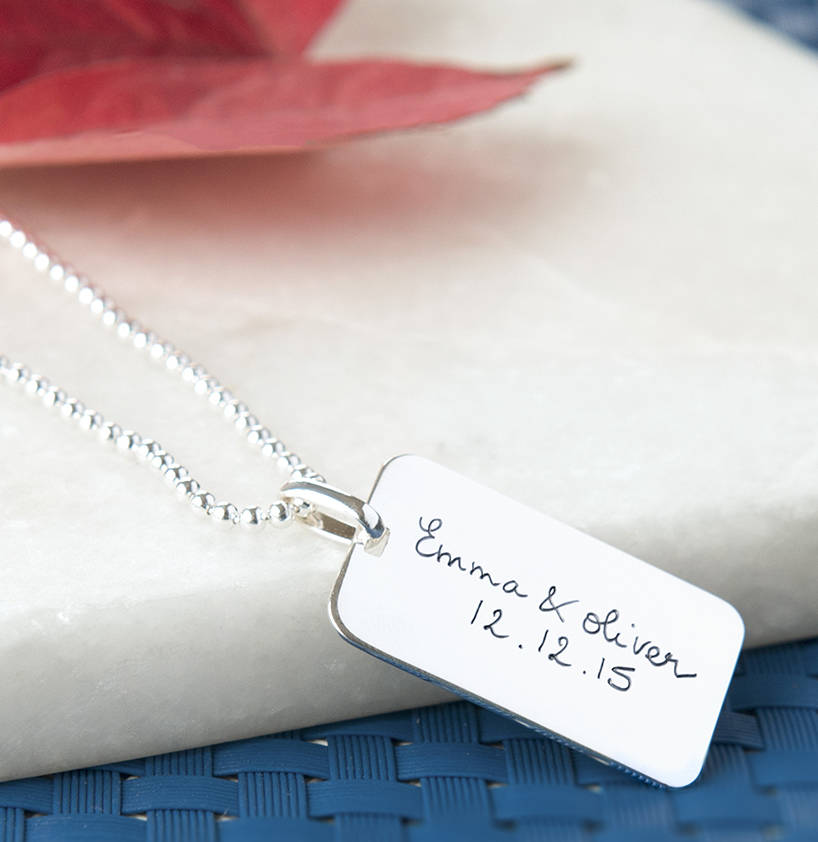 Solid Gold Mens Dog Tag Chain Necklace