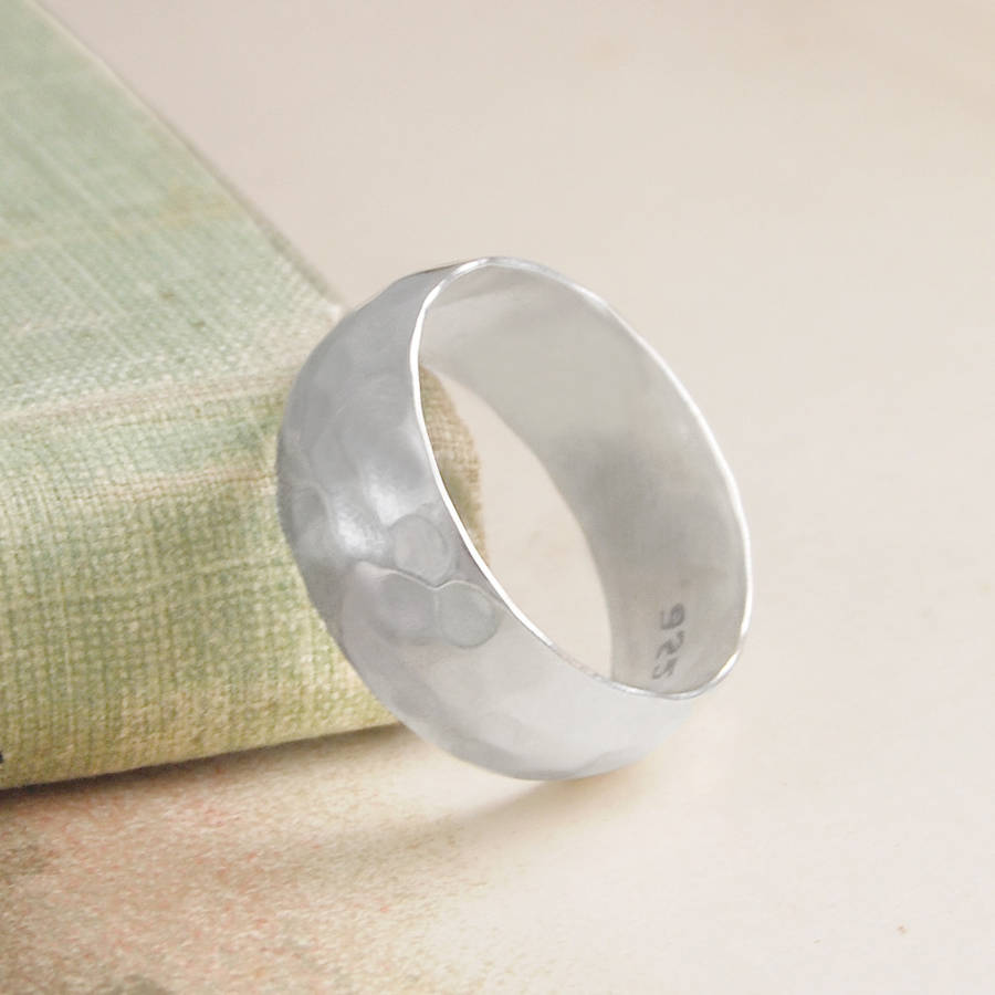 Mens Hammered 18CT Solid Gold Ring