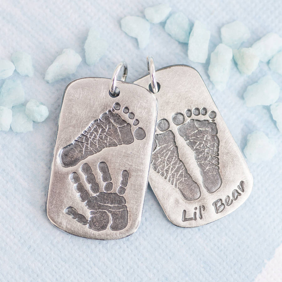 Solid Gold Handprint Footprint Dog Tag