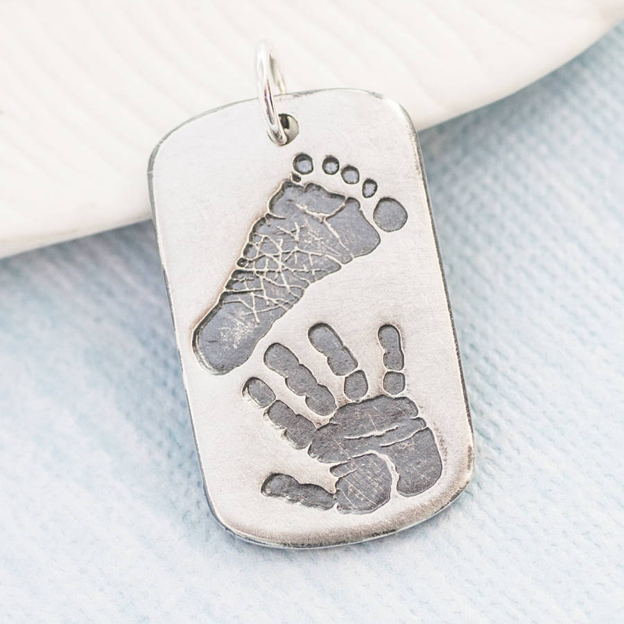 Solid Gold Handprint Footprint Dog Tag