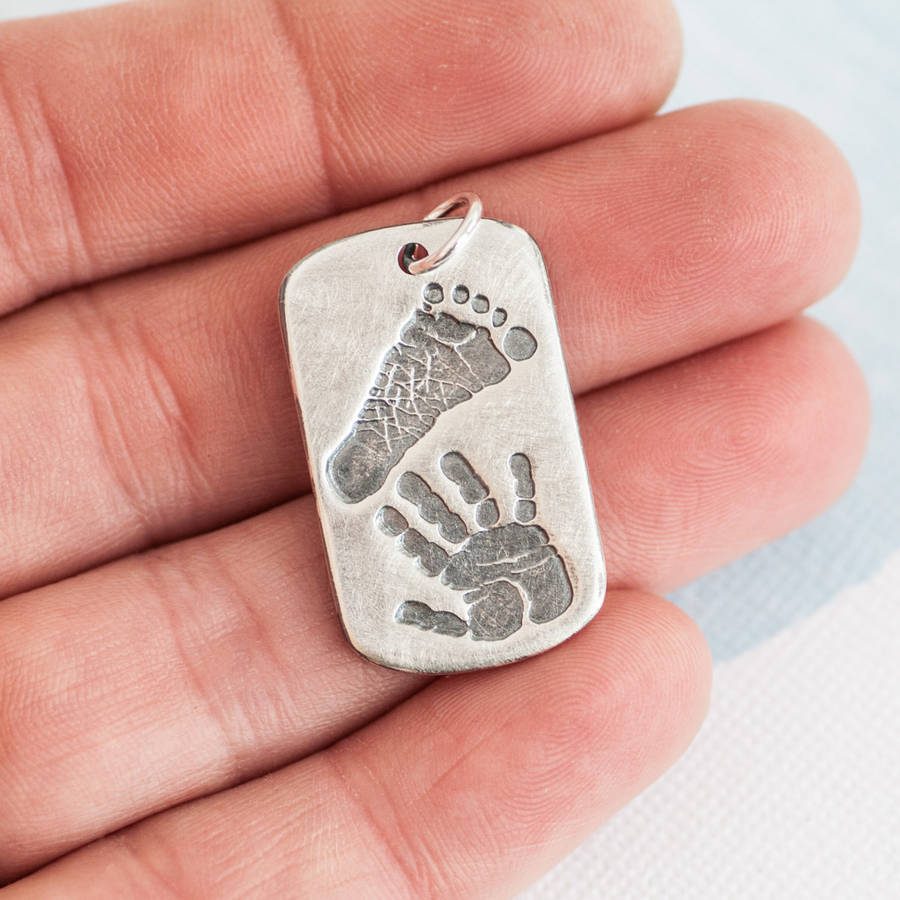 Solid Gold Handprint Footprint Dog Tag