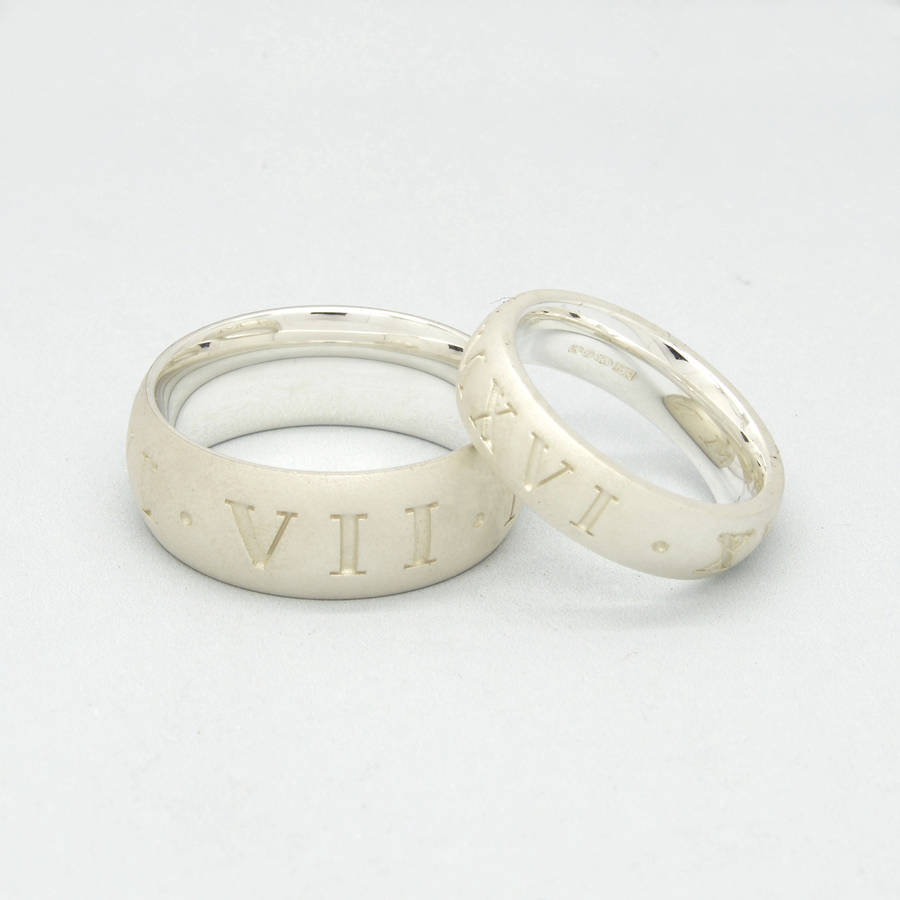 Roman Numeral Solid White Gold Ring