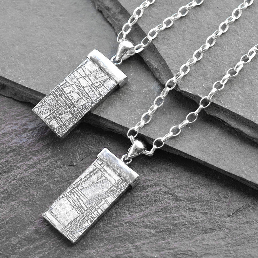 Solid Gold Tipped Meteorite Name Necklace