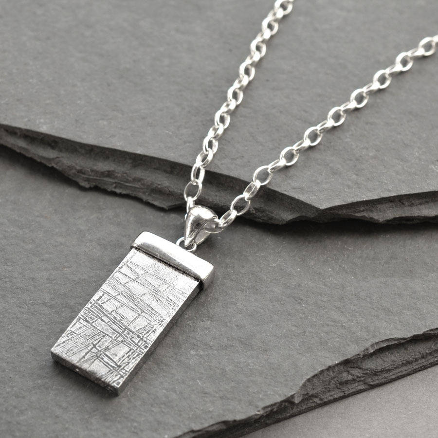 Solid Gold Tipped Meteorite Name Necklace