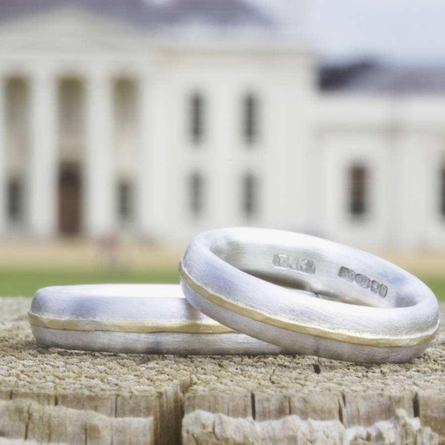 Thin 18CT Ring With 18CT Yellow Gold Detail